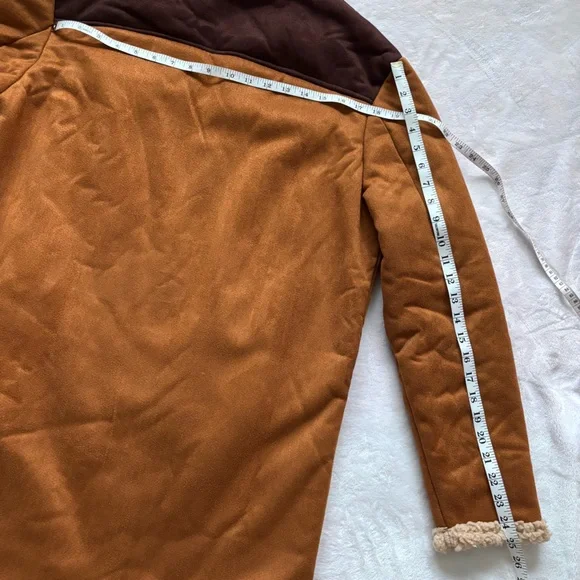 Men's Brown Faux Suede Sherpa Zippered Chore Jacket--NEW--S - Picture 15 of 15